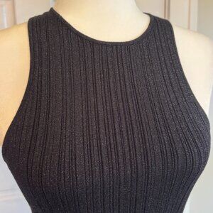 madewell | NWT | black glitter metallic ribbed high neck tank top
